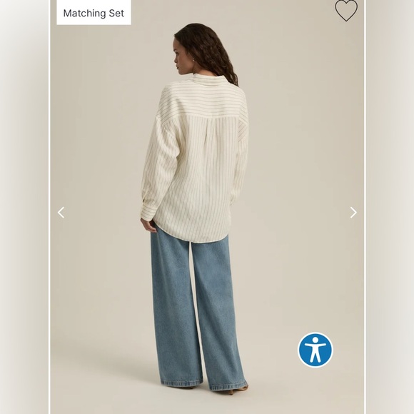 NWT Favorite Daughter size small THE EX-BOYFRIEND SHIRT green ivory button down - Picture 4 of 14